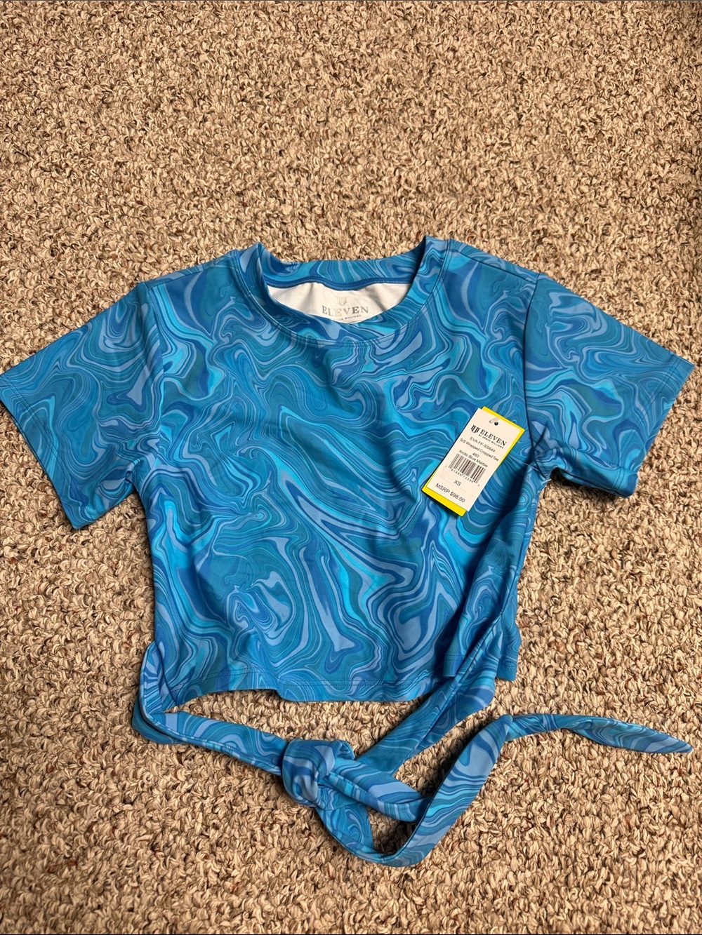 Eleven by Venus Williams Blue Swirl Tie-Front Top
